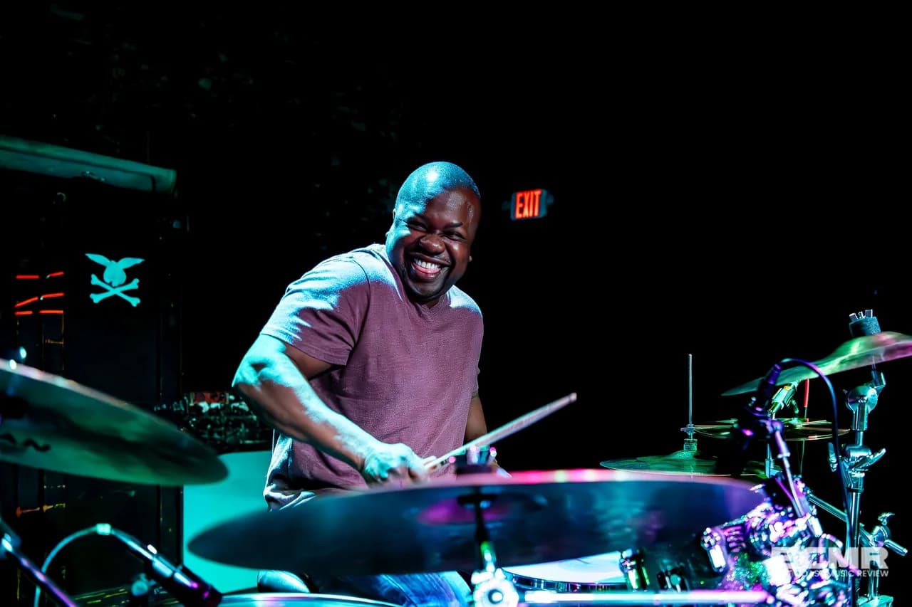 Ed Williams behind the drum kit